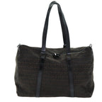 FENDI Zucchino Canvas Boston Bag Brown Blackbs14074