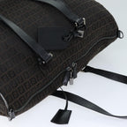 FENDI Zucchino Canvas Boston Bag Brown Blackbs14074