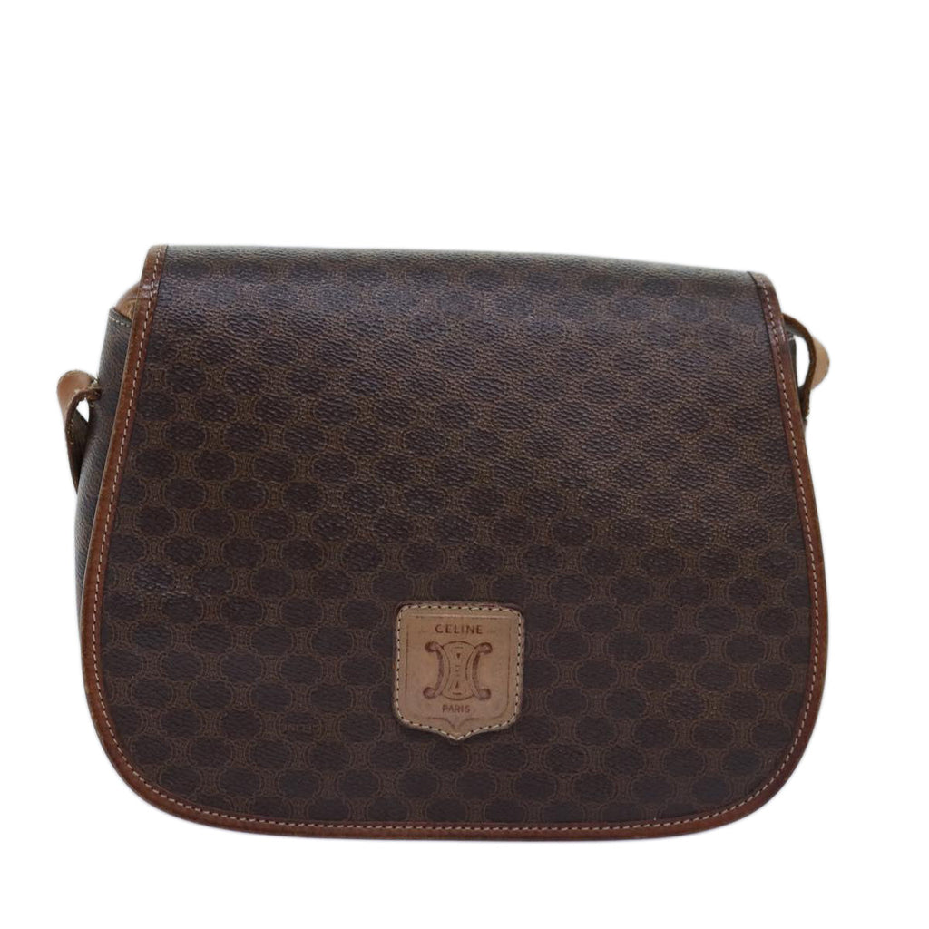 CELINE Macadam Canvas Shoulder Bag PVC Brown  14110