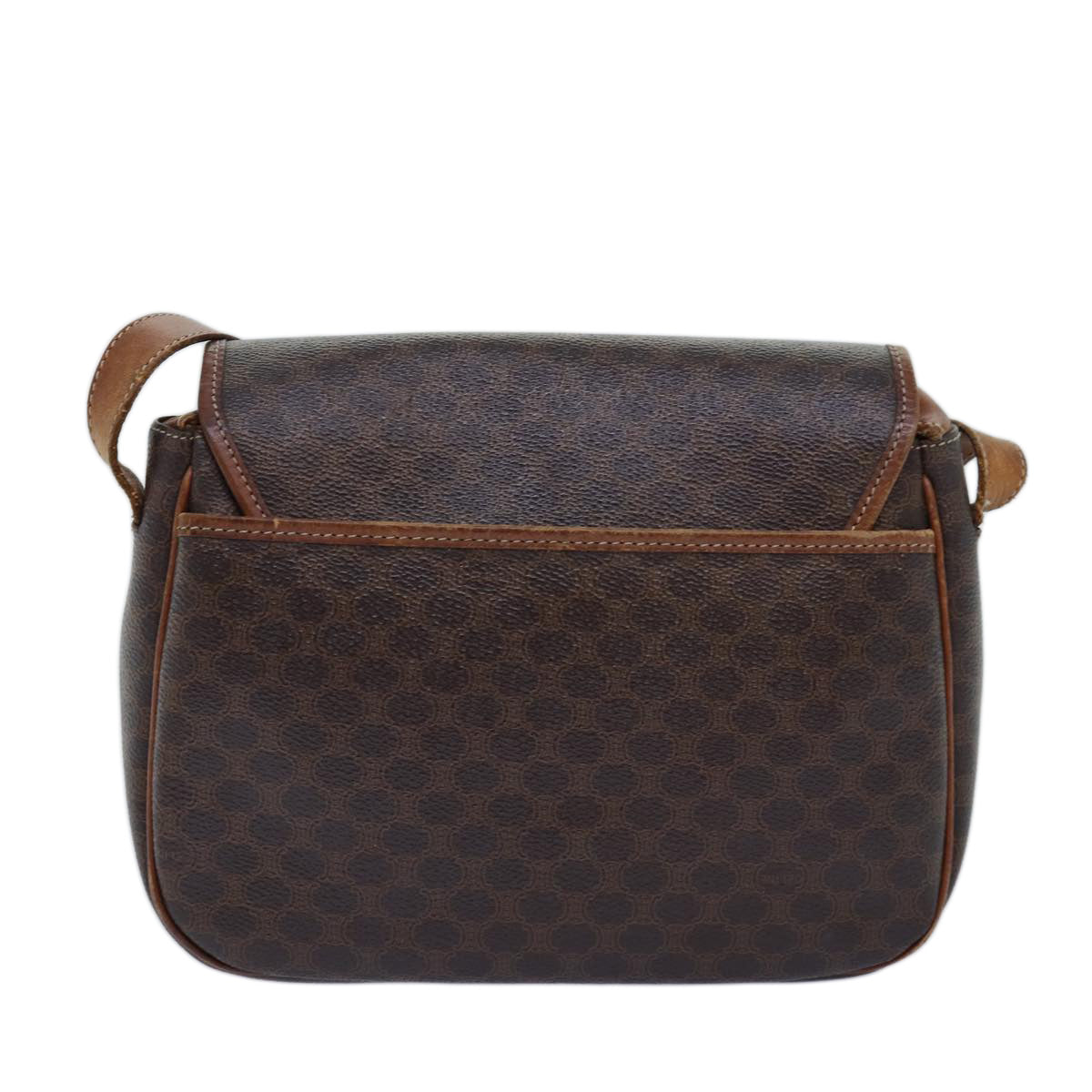 CELINE Macadam Canvas Shoulder Bag PVC Brown  14110