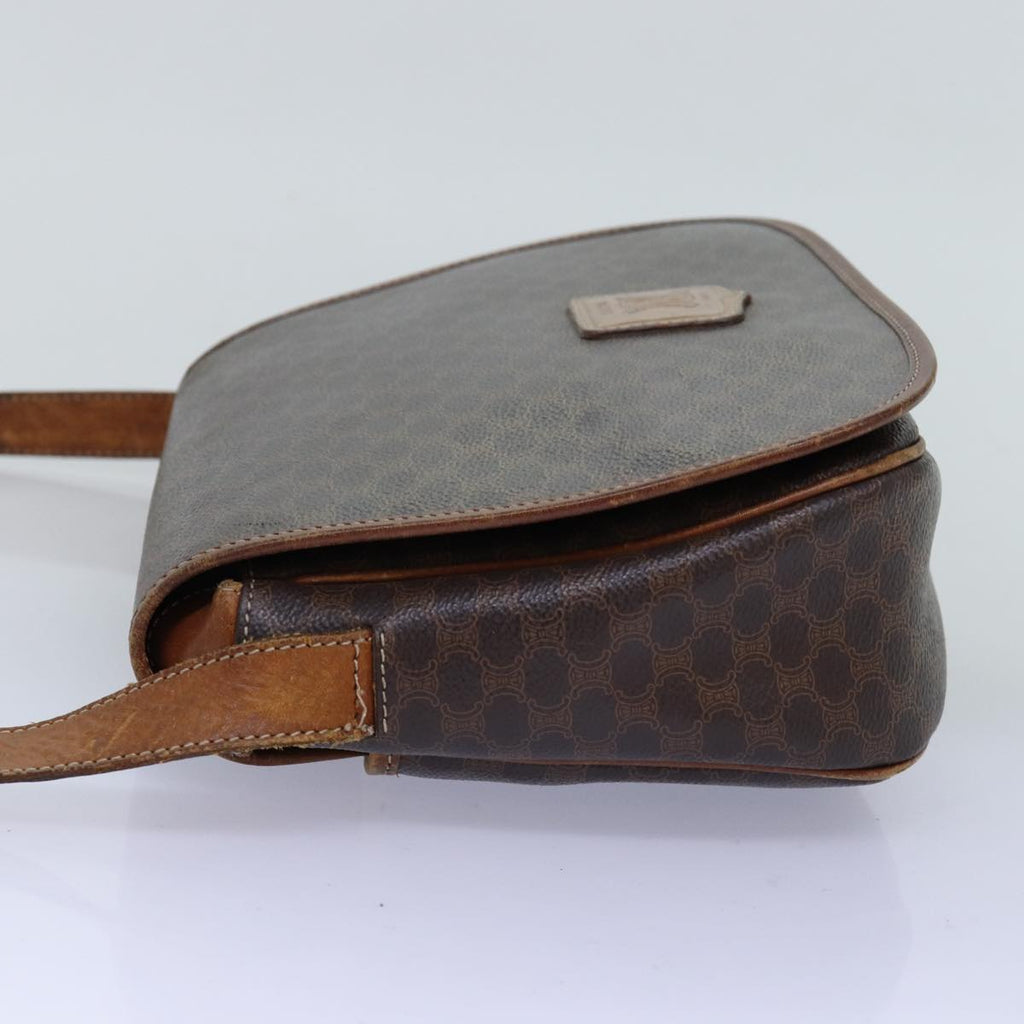 CELINE Macadam Canvas Shoulder Bag PVC Brown  14110