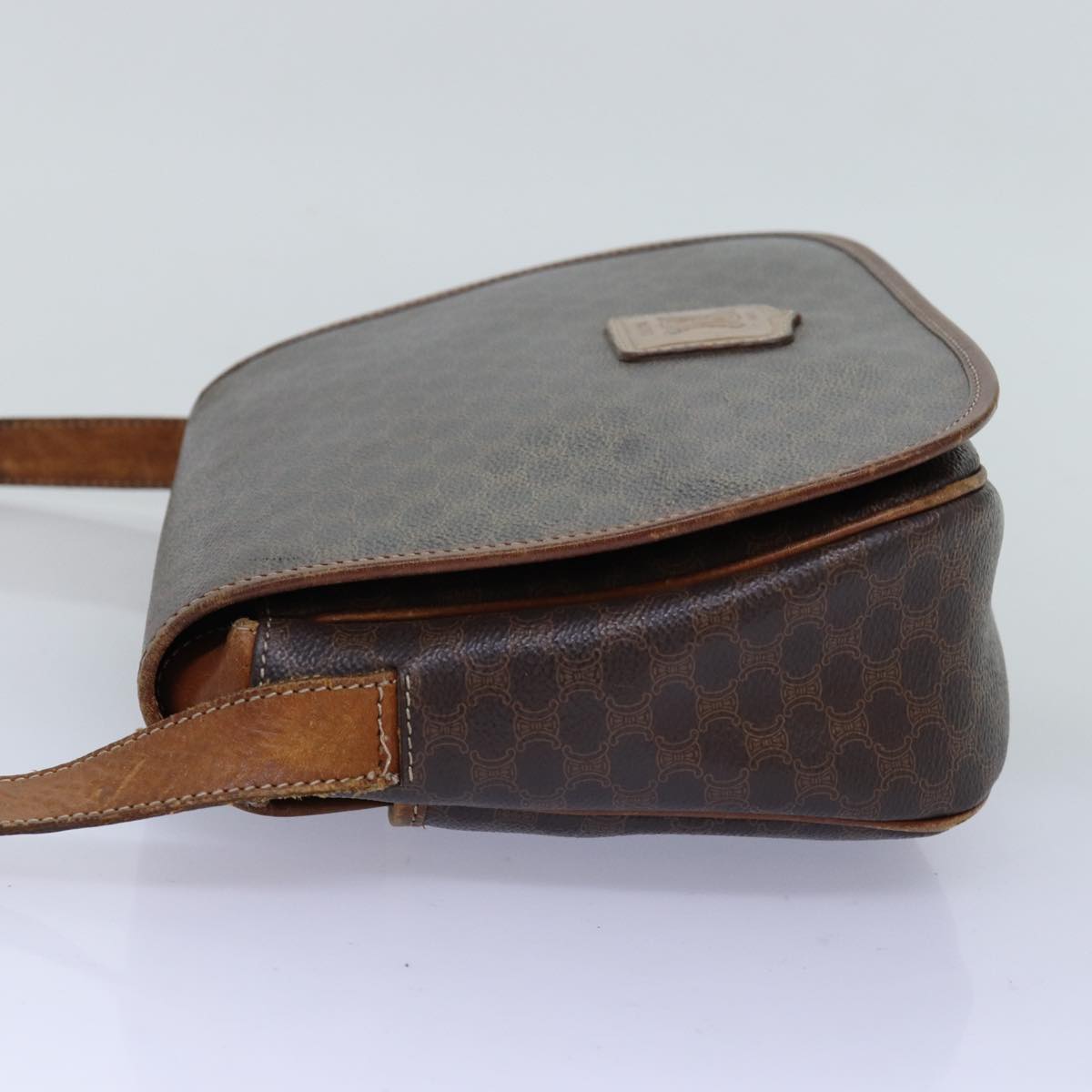 CELINE Macadam Canvas Shoulder Bag PVC Brown  14110