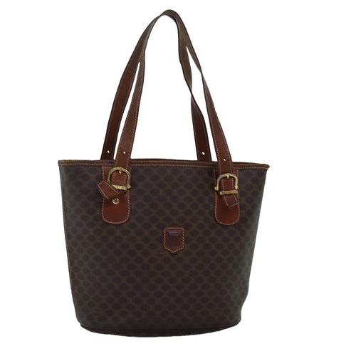 CELINE Macadam Canvas Shoulder Bag PVC Brown Auth bs14113
