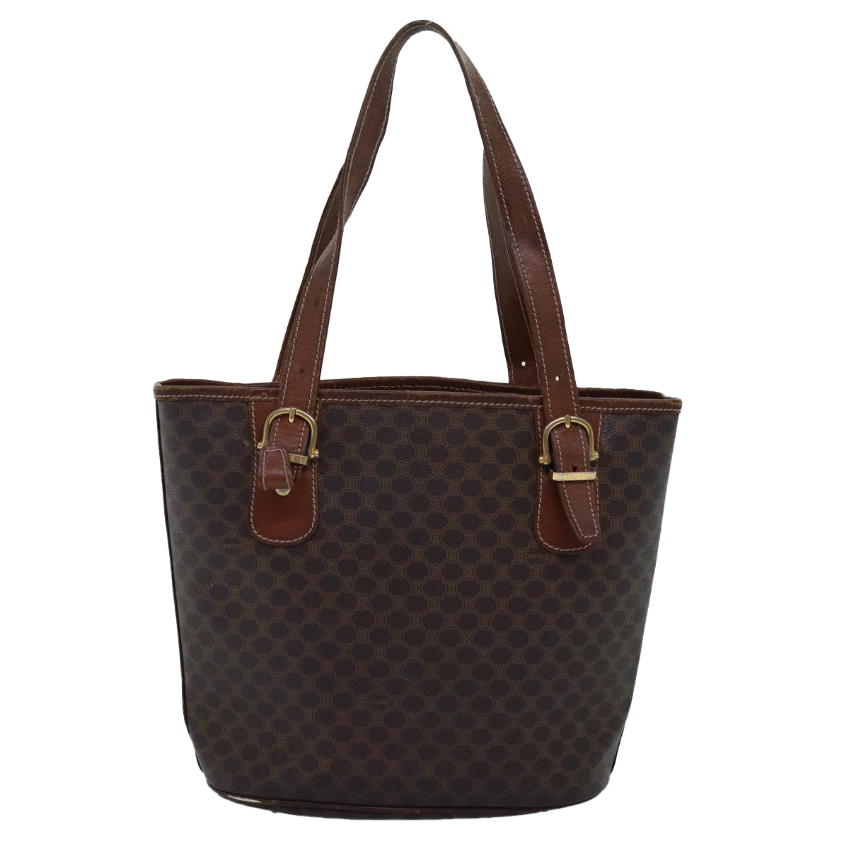 CELINE Macadam Canvas Shoulder Bag PVC Brown Auth bs14113