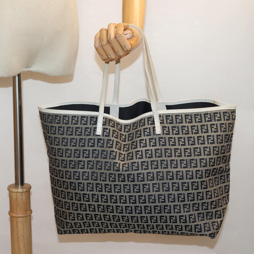 FENDI Zucchino Canvas Tote Bag Navybs14129