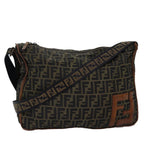 FENDI Zucca Canvas Shoulder Bag Black Brownbs14240
