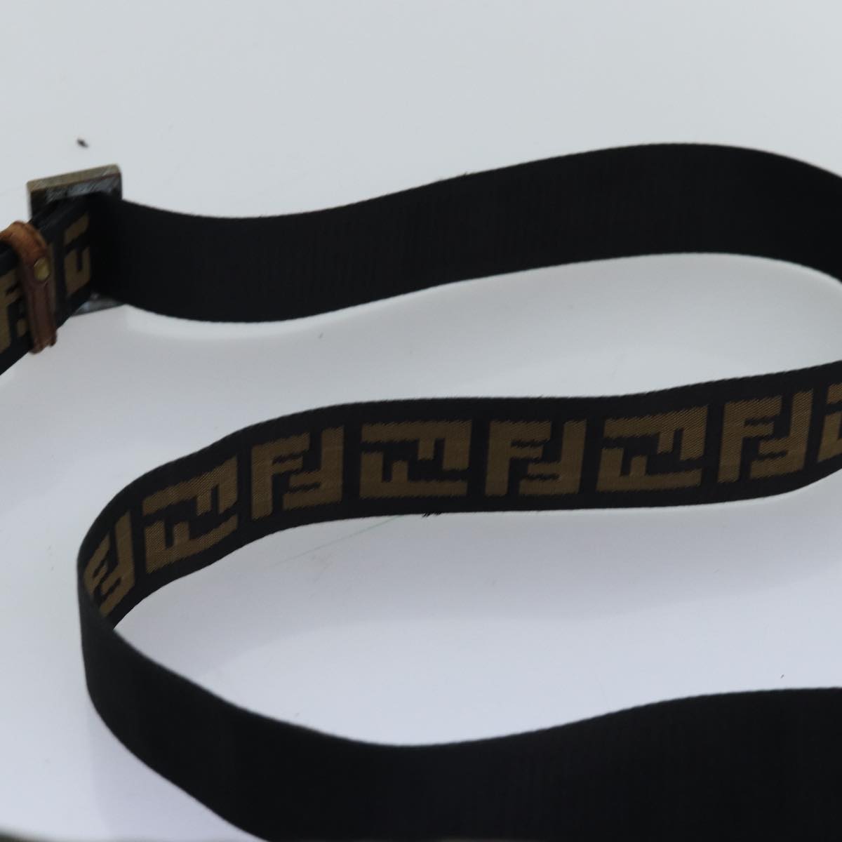 FENDI Zucca Canvas Shoulder Bag Black Brownbs14240