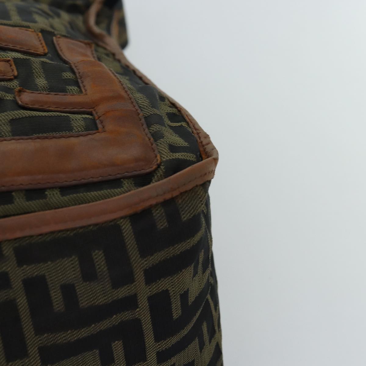 FENDI Zucca Canvas Shoulder Bag Black Brownbs14240