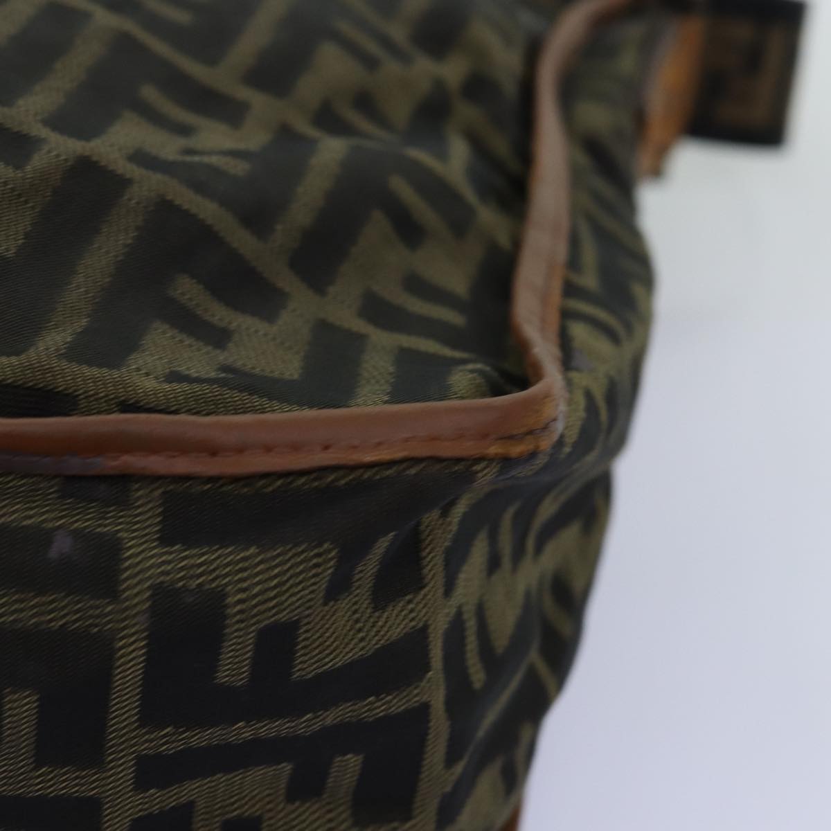 FENDI Zucca Canvas Shoulder Bag Black Brownbs14240