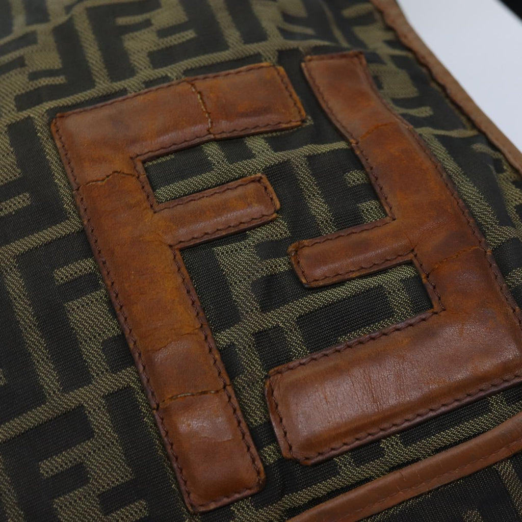 FENDI Zucca Canvas Shoulder Bag Black Brownbs14240