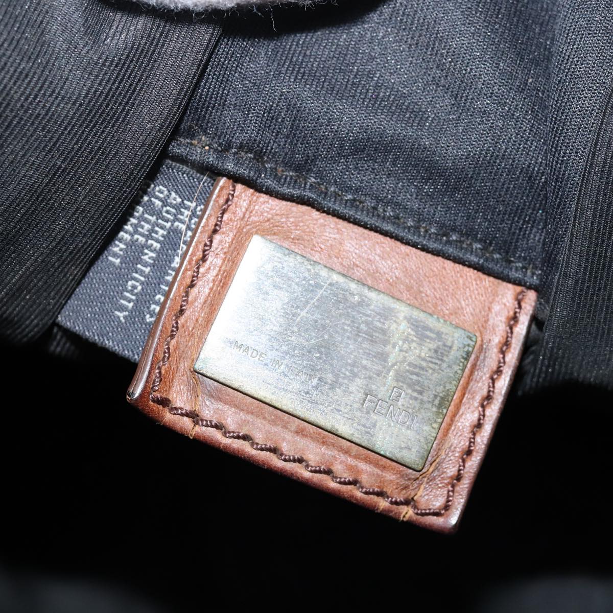 FENDI Zucca Canvas Shoulder Bag Black Brownbs14240