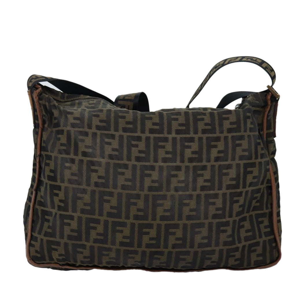 FENDI Zucca Canvas Shoulder Bag Black Brownbs14240