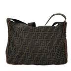 FENDI Zucca Canvas Shoulder Bag Black Brownbs14240