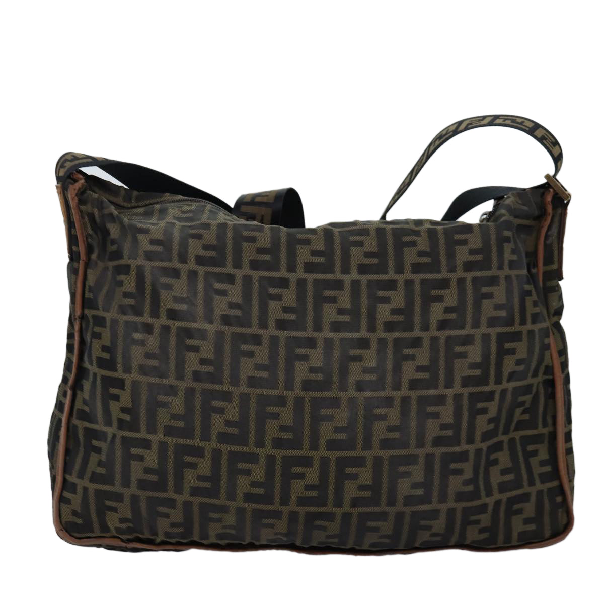FENDI Zucca Canvas Shoulder Bag Black Brownbs14240