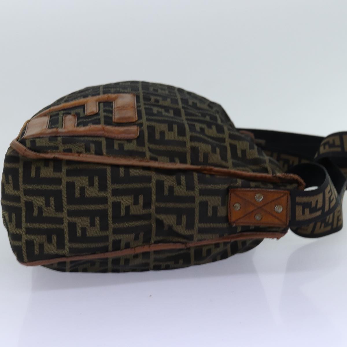 FENDI Zucca Canvas Shoulder Bag Black Brownbs14240