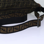 FENDI Zucca Canvas Shoulder Bag Black Brownbs14240