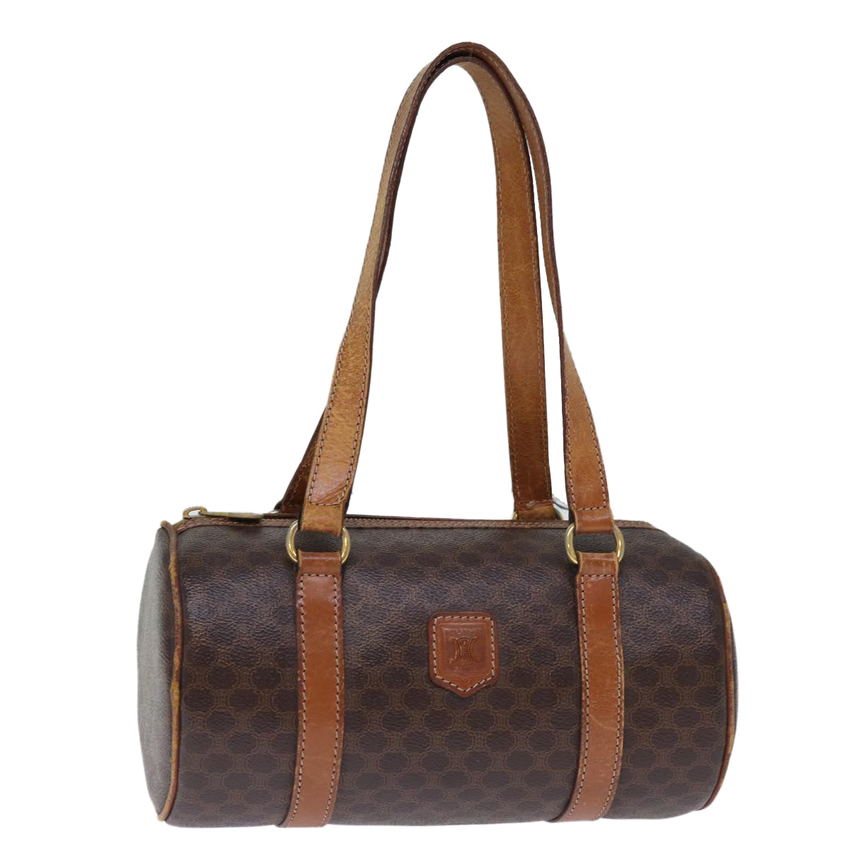 CELINE Macadam Canvas Hand Bag PVC Brown  14322