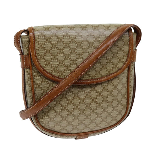 CELINE Macadam Canvas Shoulder Bag Beige  14377