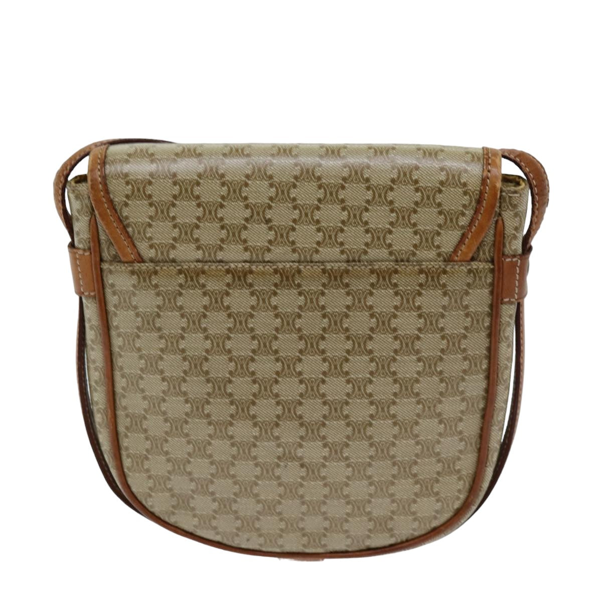 CELINE Macadam Canvas Shoulder Bag Beige  14377