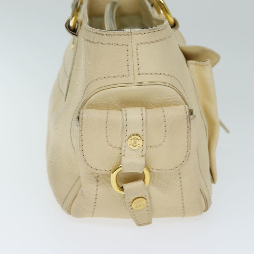 CELINE Boogie bag Hand Bag Leather Beige Auth bs14379