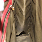 FENDI Leopard Hand Bag Canvas Brown Redbs14393