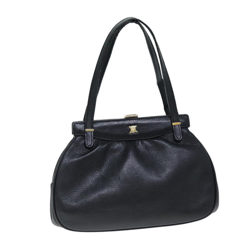 CELINE Hand Bag Leather Black  14458