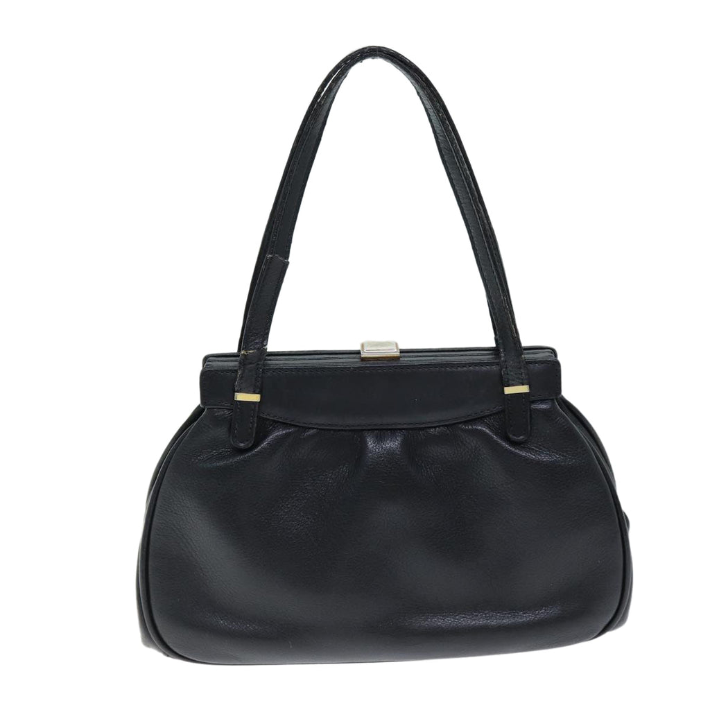 CELINE Hand Bag Leather Black  14458