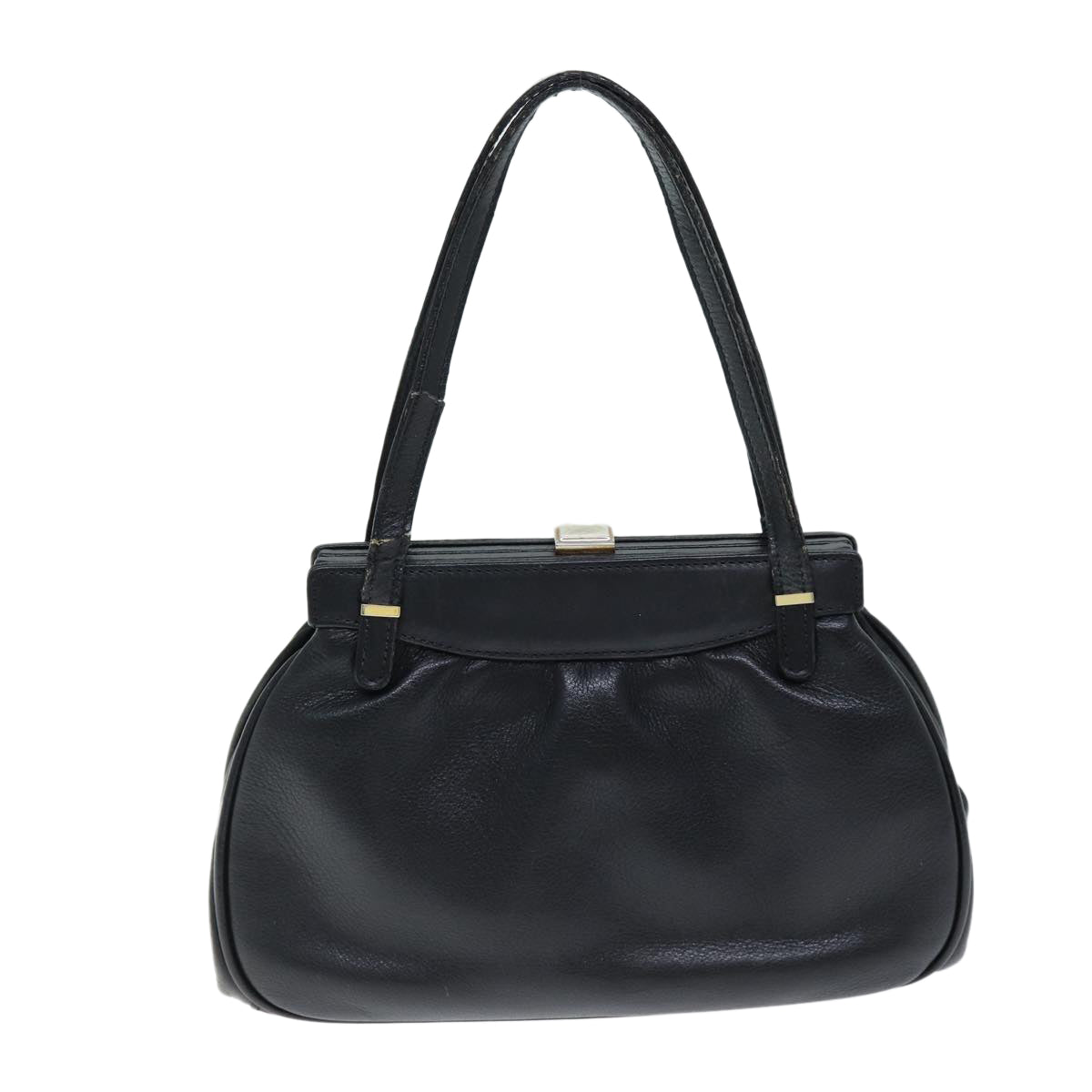 CELINE Hand Bag Leather Black  14458