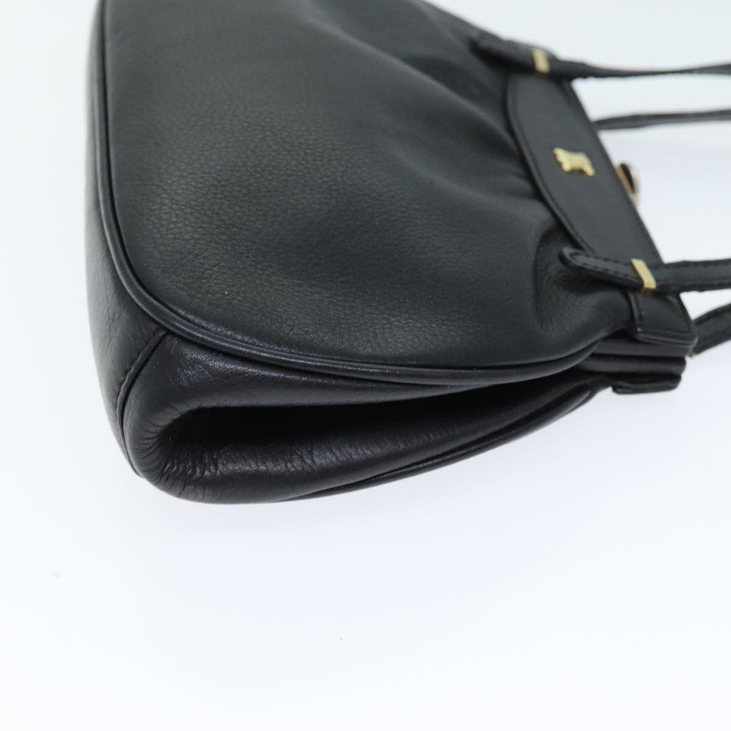 CELINE Hand Bag Leather Black  14458