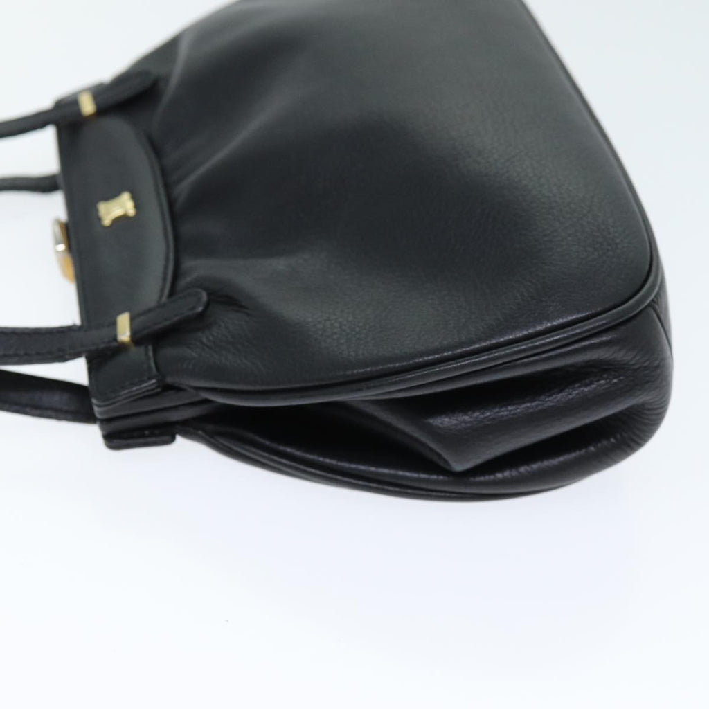 CELINE Hand Bag Leather Black  14458