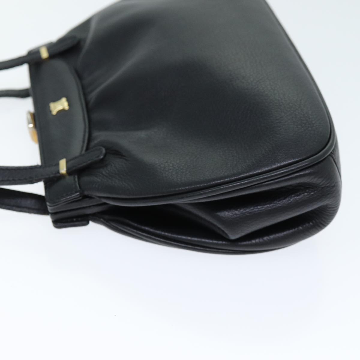 CELINE Hand Bag Leather Black  14458