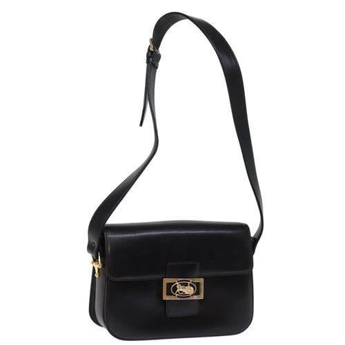 CELINE Horse Carriage Shoulder Bag Leather Black  14459