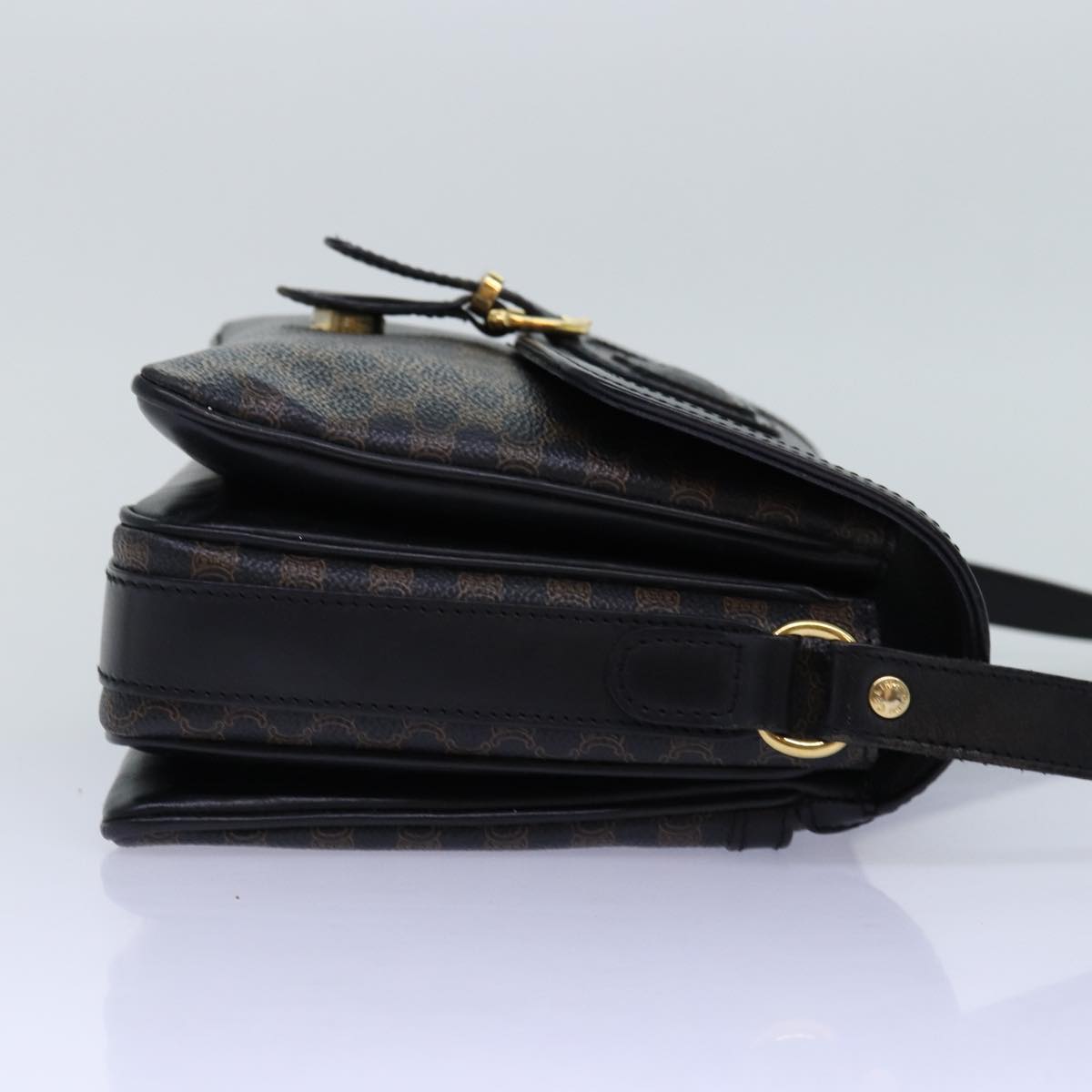 CELINE Macadam Canvas Shoulder Bag PVC Black  14461
