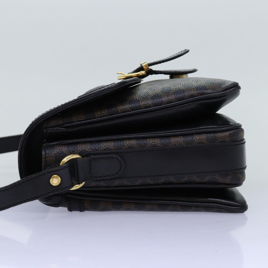 CELINE Macadam Canvas Shoulder Bag PVC Black  14461