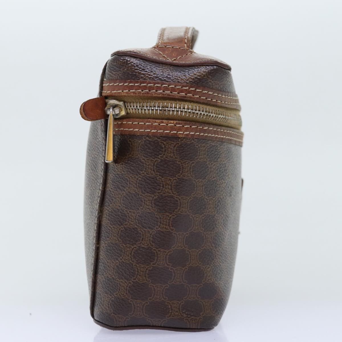 CELINE Macadam Canvas Vany Hand Bag PVC Brown  14476