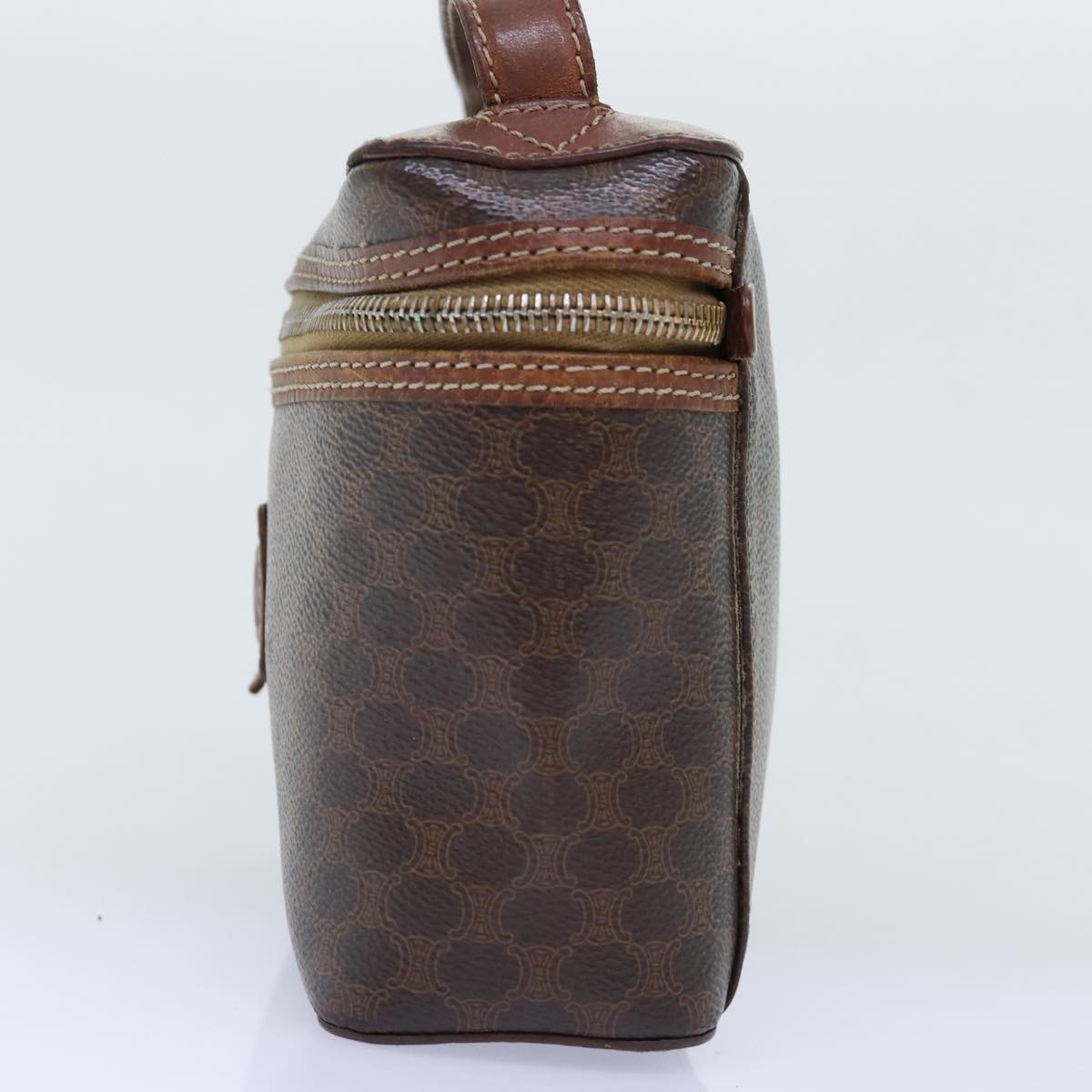 CELINE Macadam Canvas Vany Hand Bag PVC Brown  14476