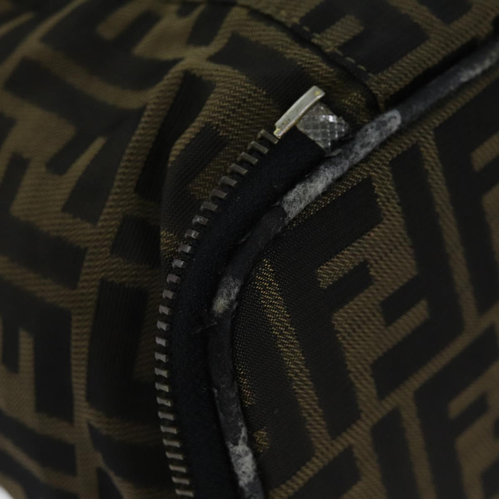 FENDI Zucca Canvas Vanity Cosmetic Pouch Brown Blackbs14490