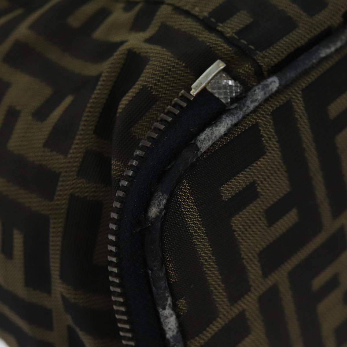 FENDI Zucca Canvas Vanity Cosmetic Pouch Brown Blackbs14490