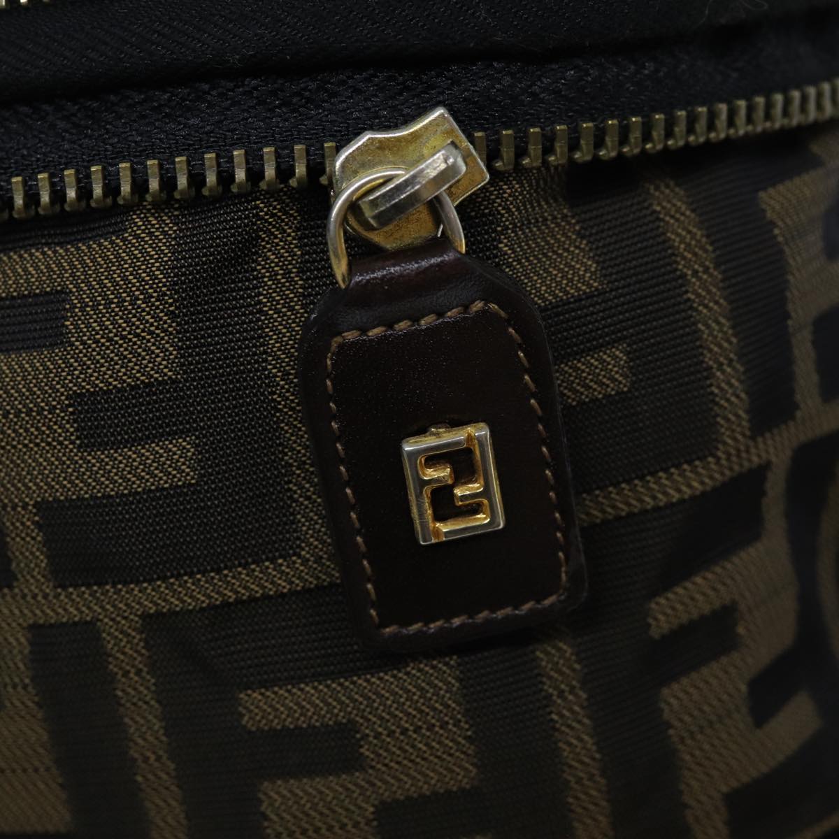 FENDI Zucca Canvas Vanity Cosmetic Pouch Brown Blackbs14490