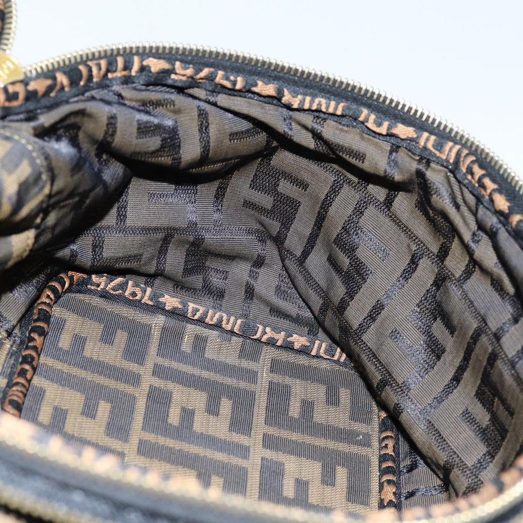 FENDI Zucca Canvas Vanity Cosmetic Pouch Brown Blackbs14490