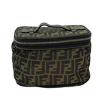 FENDI Zucca Canvas Vanity Cosmetic Pouch Brown Blackbs14490