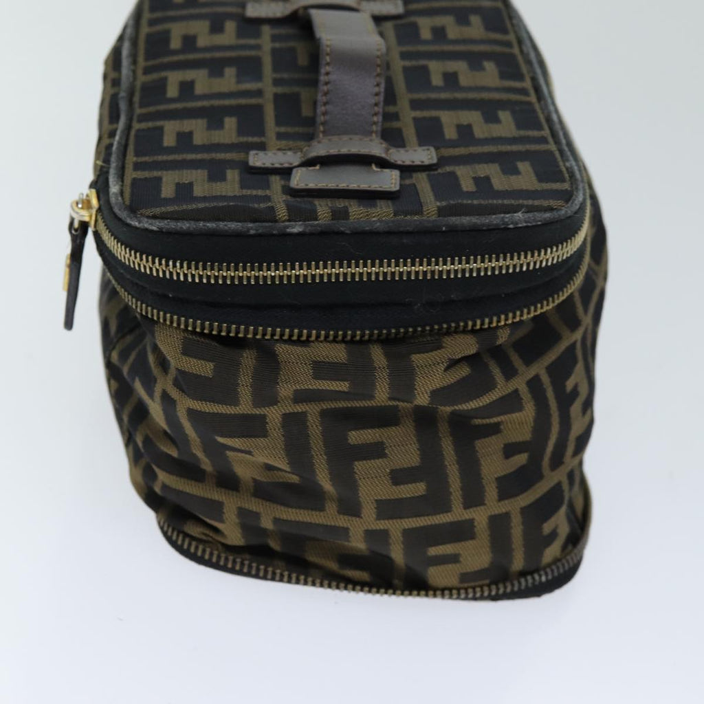 FENDI Zucca Canvas Vanity Cosmetic Pouch Brown Blackbs14490