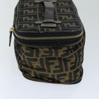 FENDI Zucca Canvas Vanity Cosmetic Pouch Brown Blackbs14490