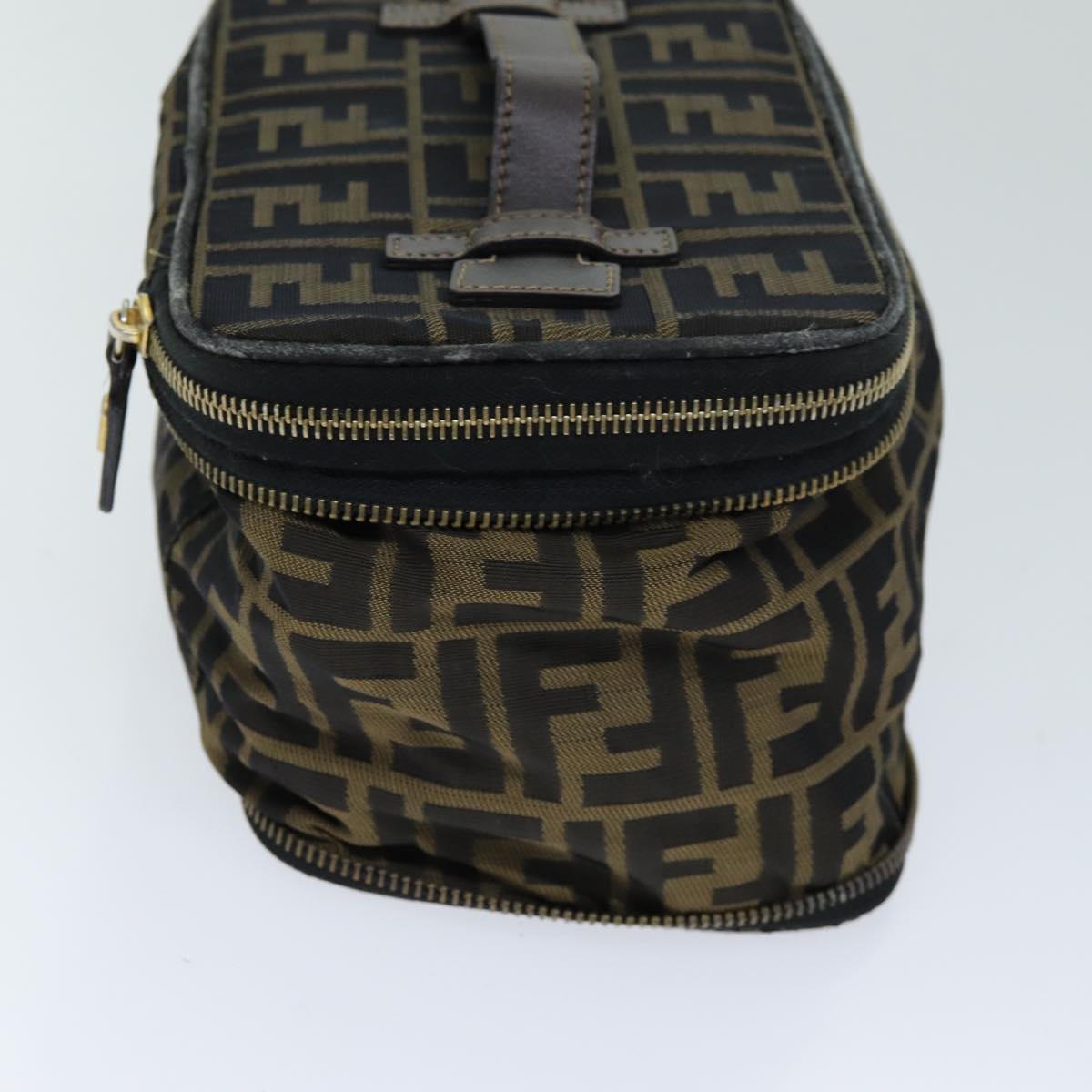 FENDI Zucca Canvas Vanity Cosmetic Pouch Brown Blackbs14490