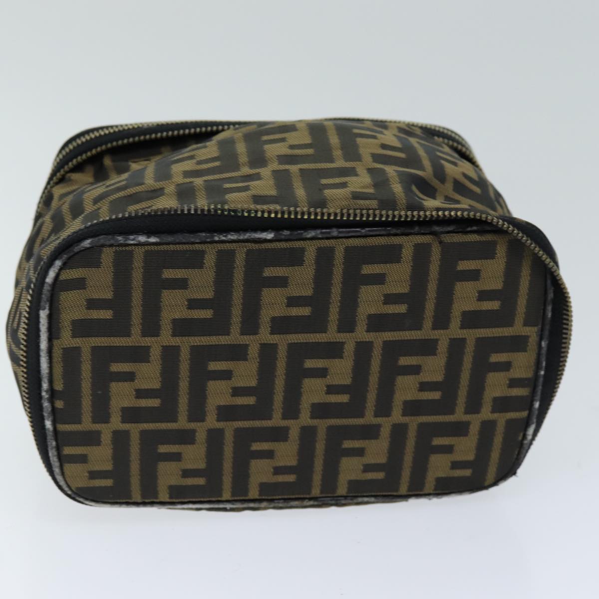 FENDI Zucca Canvas Vanity Cosmetic Pouch Brown Blackbs14490