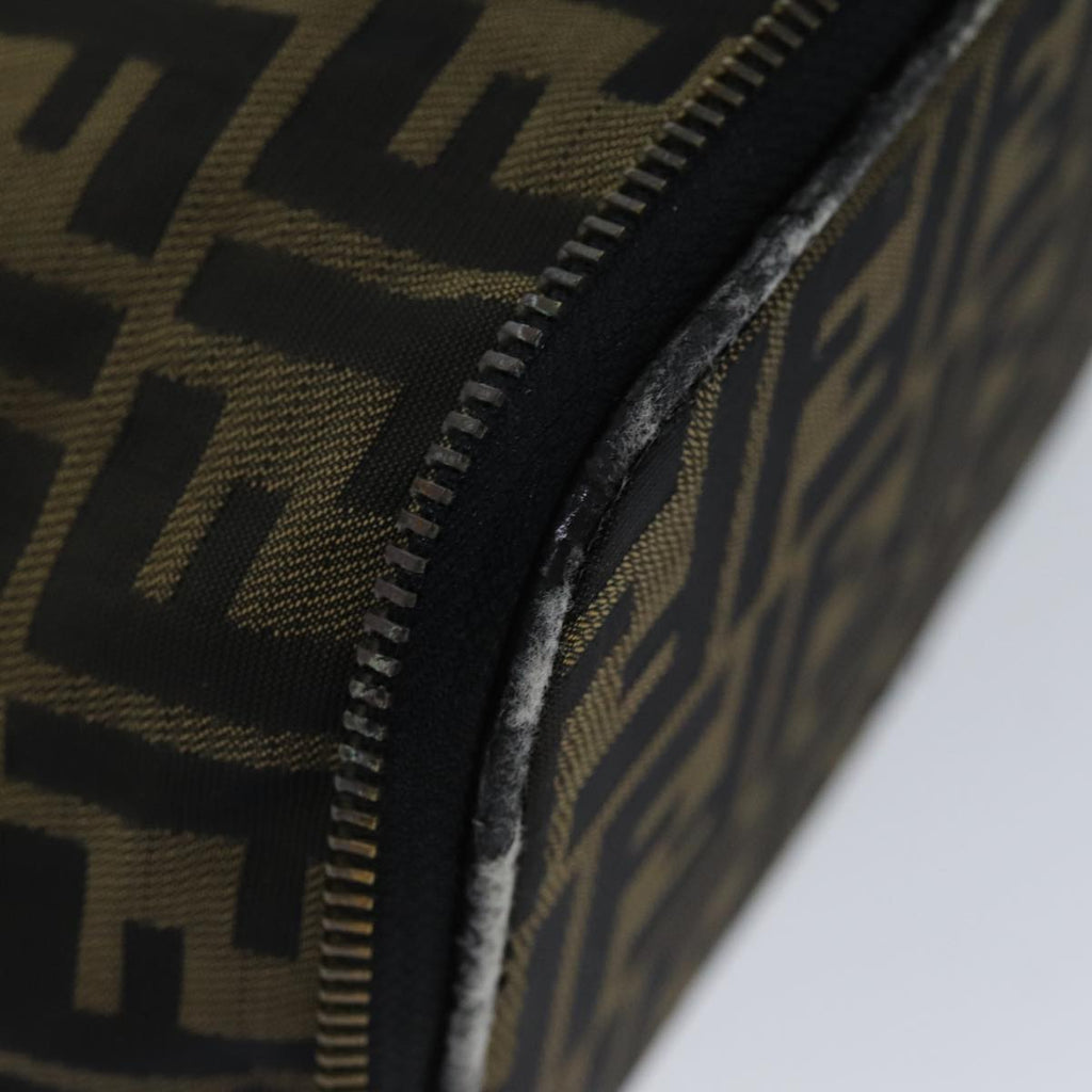 FENDI Zucca Canvas Vanity Cosmetic Pouch Brown Blackbs14490