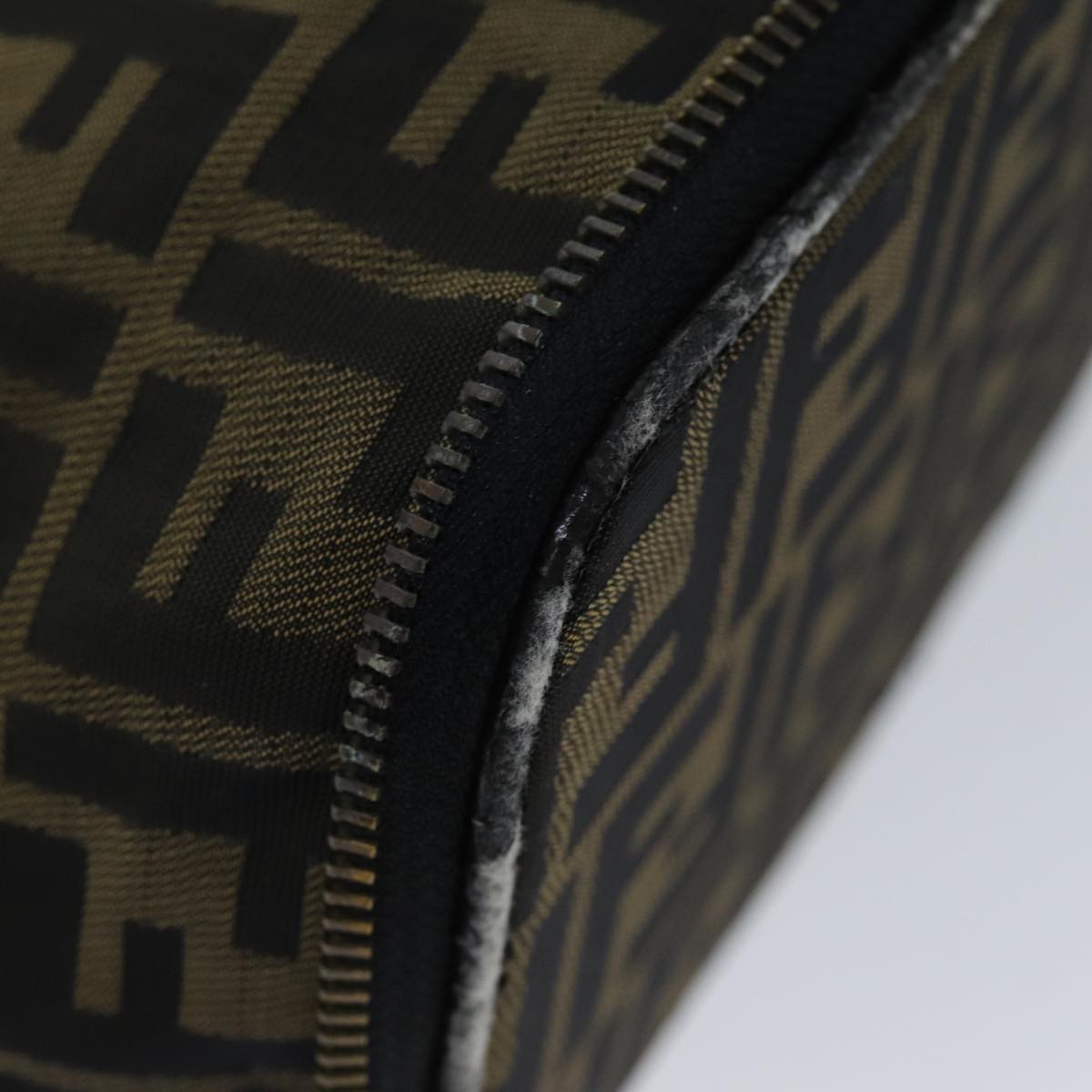 FENDI Zucca Canvas Vanity Cosmetic Pouch Brown Blackbs14490