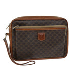 CELINE Macadam Canvas Clutch Bag PVC Brown Auth bs14536