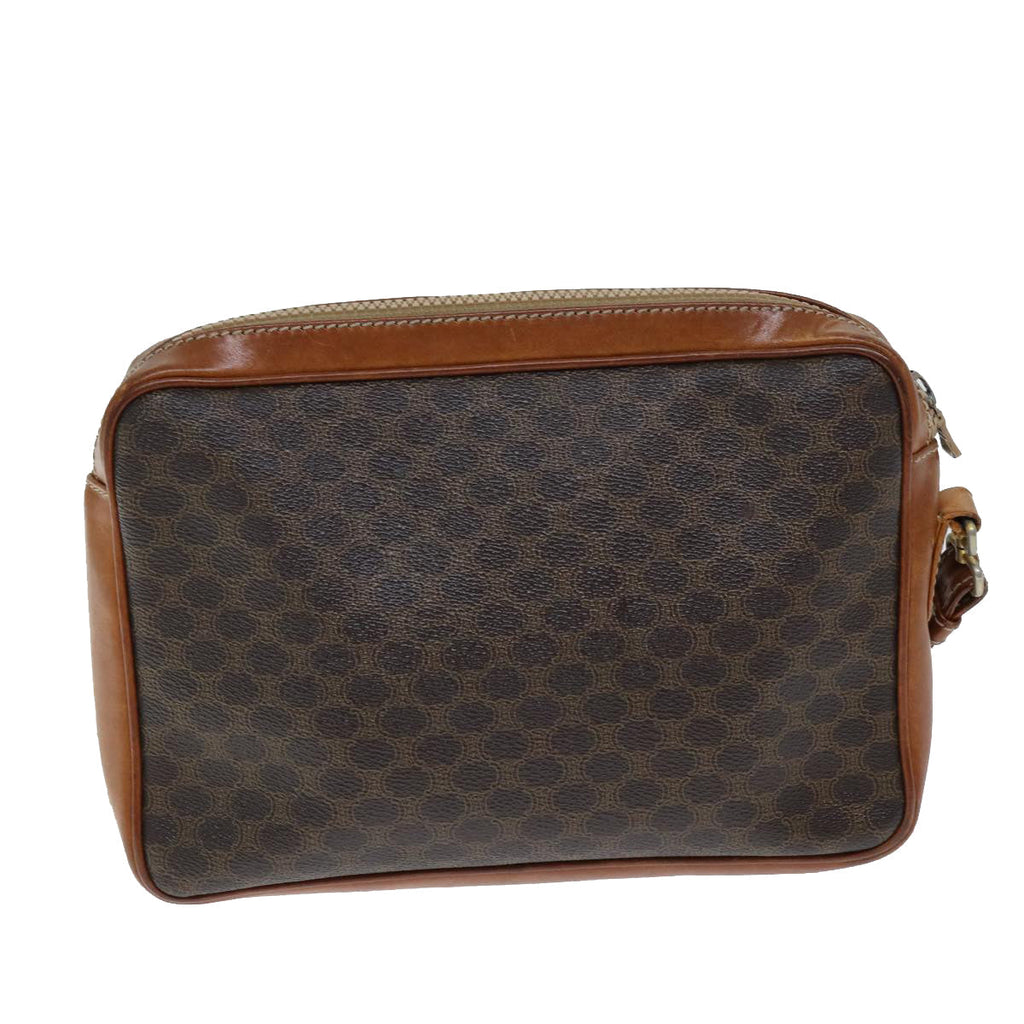CELINE Macadam Canvas Clutch Bag PVC Brown Auth bs14536