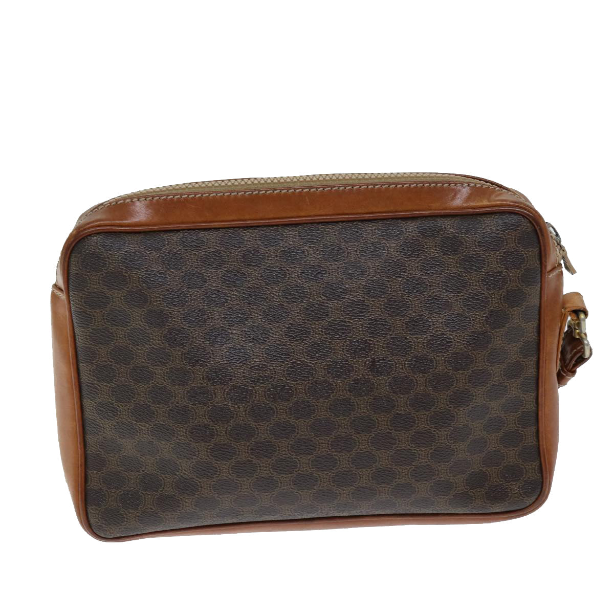CELINE Macadam Canvas Clutch Bag PVC Brown Auth bs14536